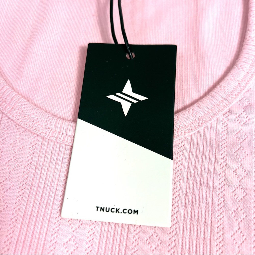 NWT Tuckernuck Pointelle Bridgette Scoop Neck Tee Pink Size XS - Picture 6 of 8